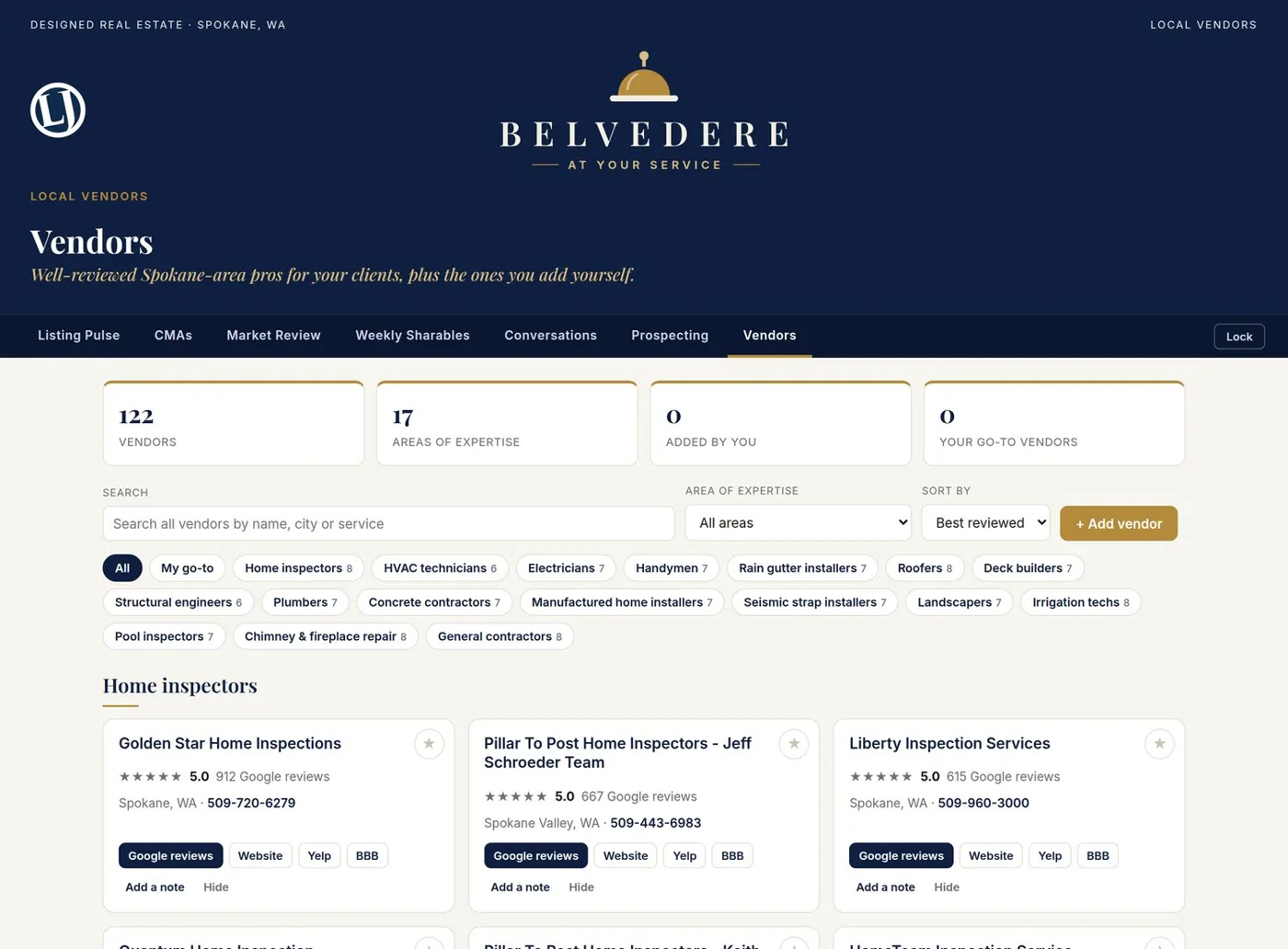 Local Vendors directory